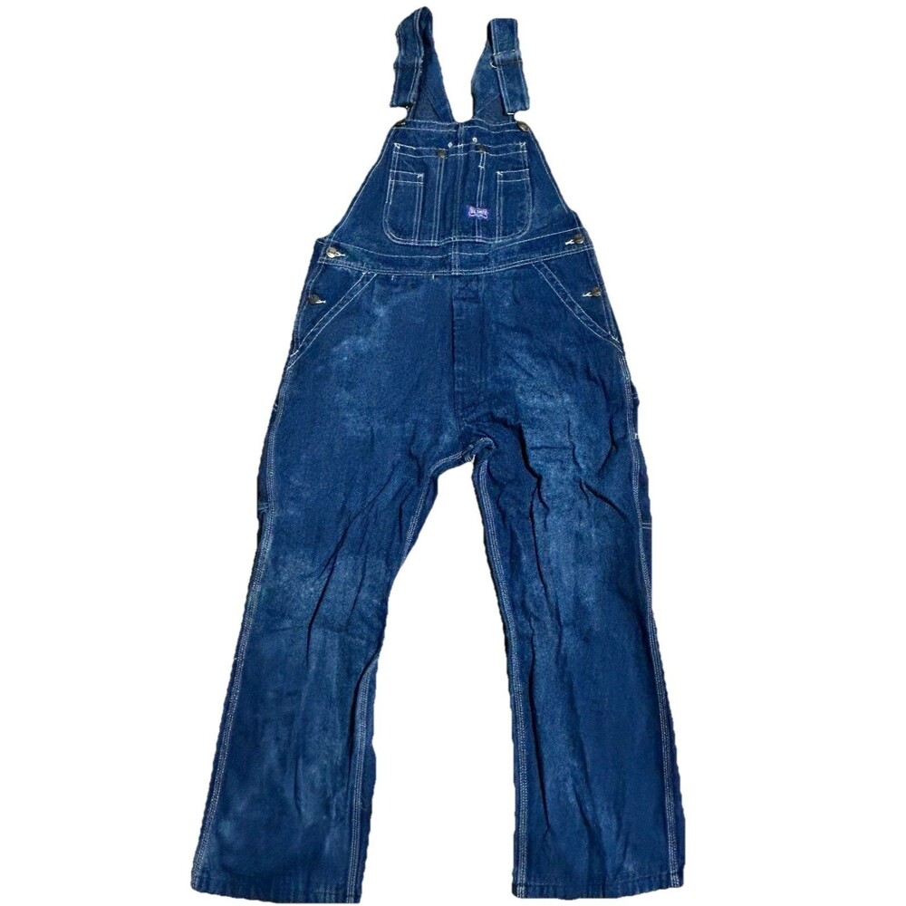 Vintage Big Smith Workwear Chore Denim Bib Overalls Medium Wash USA 34x30‎